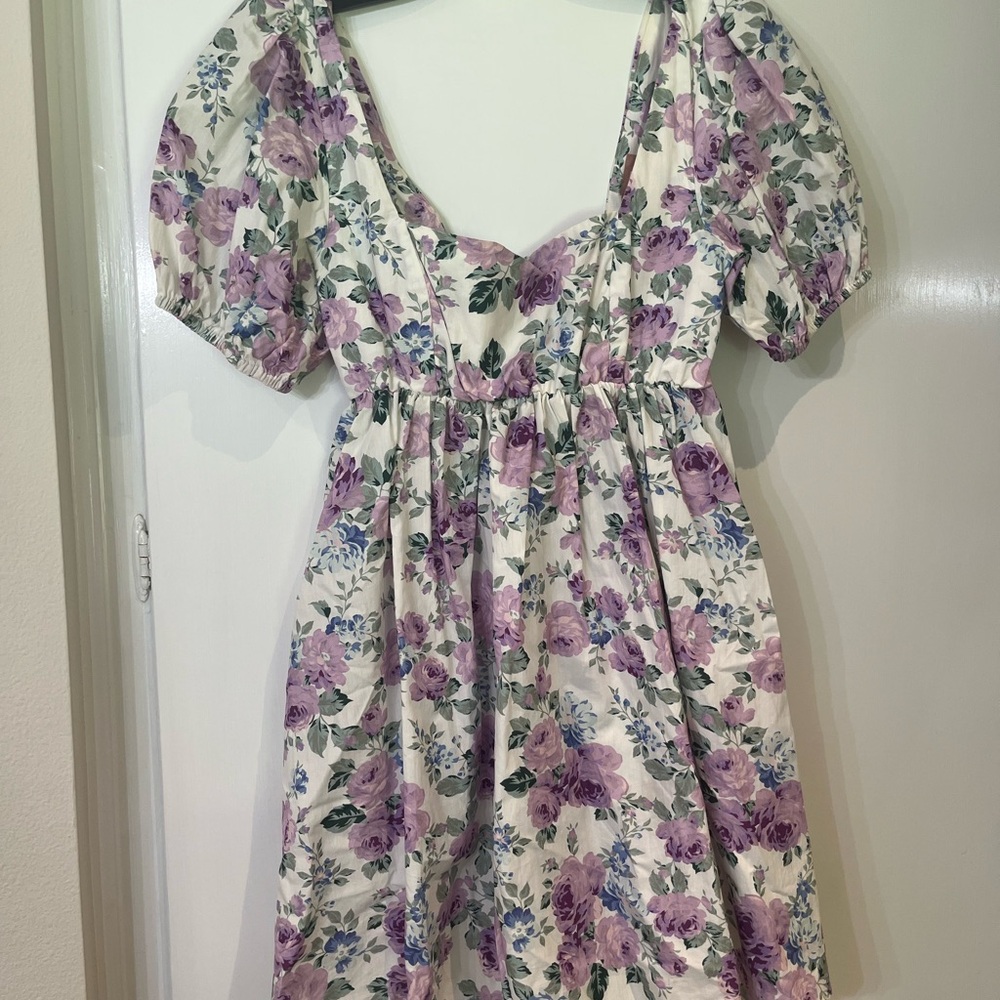 Show Me Your MuMu Floral Mini Dress in Purple and White